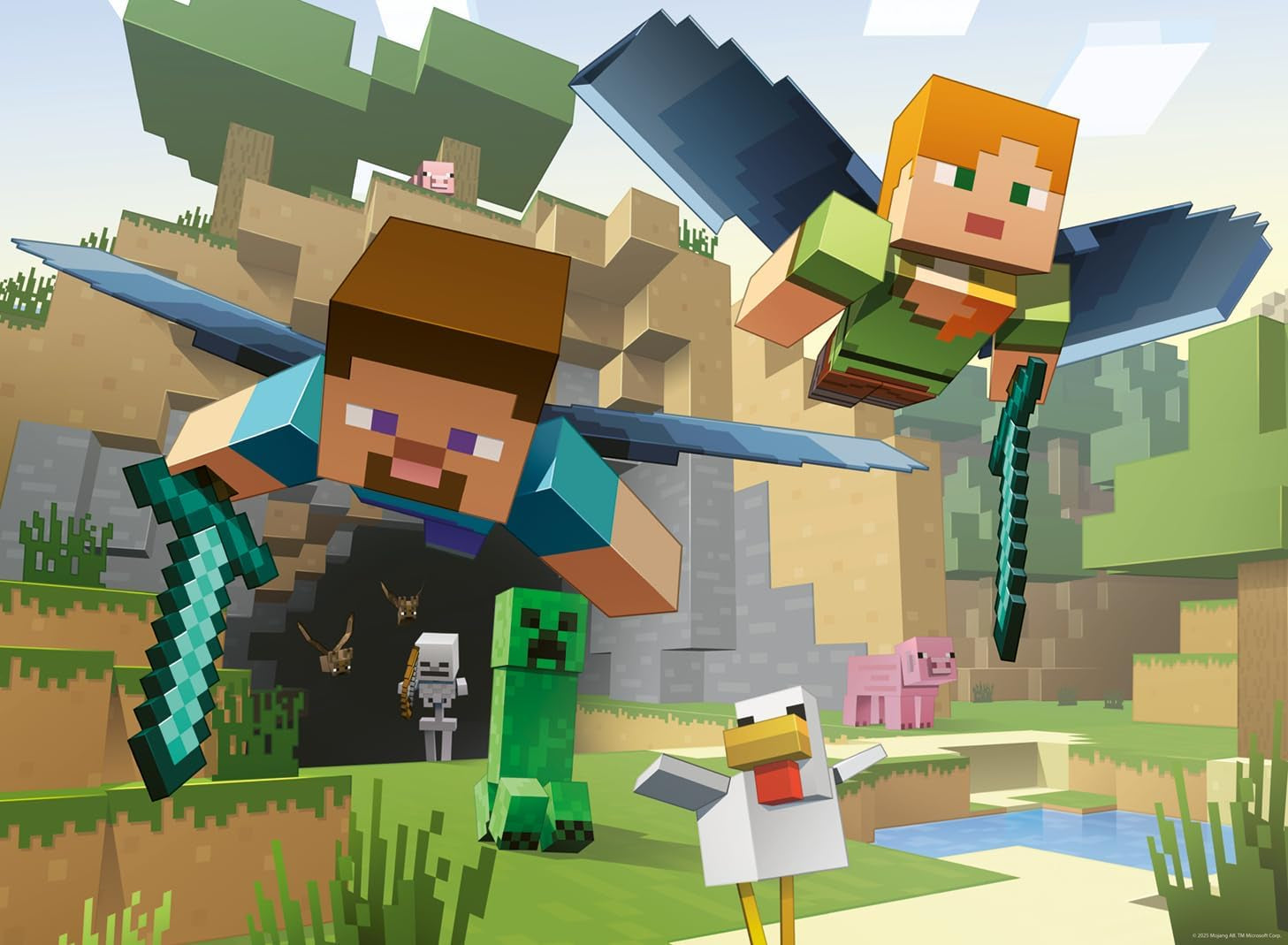 Ravensburger børnepuslespil - 12004144 - Minecraft - 200 brikker Minecraft puslespil til børn 8+ i XXL-format, Minecraft Gaver Puslespil Naty Shop