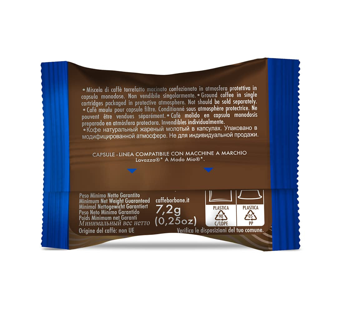 Caffè Borbone Kaffee Kapseln Don Carlo, Blue Mischung - 100 stk - Kompatibel med Kaffeemaschinen der Marke Lavazza®* A Modo Mio®*