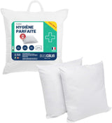 Bleu Câlin Sæt med 2 rektangulære puder anti-mide, anti-bakteriel, fluffy komfort, T 60X60 Cm, 100% bomuld, perfekt hygiejne sortiment Naty Shop standard puder Firkantet form 60 X 60 Cm