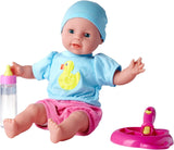 Simba 105010964 - Laura Hungry blød dukke med sut, trylleske, forsvindende flaske og tallerken, 38 cm, babydukke til børn fra 2 år
