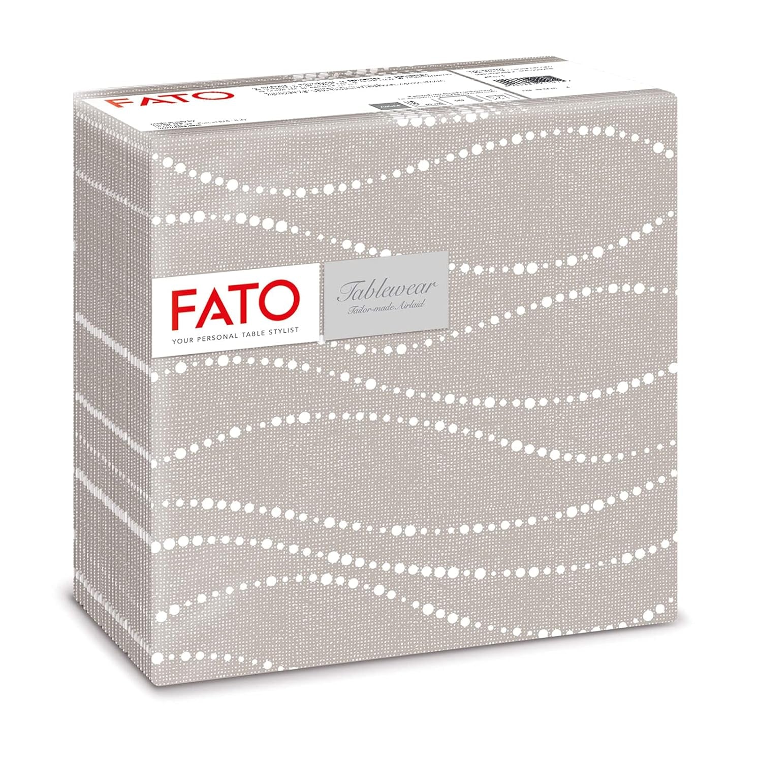 Fato - Tørre papirservietter, airlaid, tekstileffekt, pakke med 50 servietter, 40X40 foldet i 4 format, Tropicana Decor