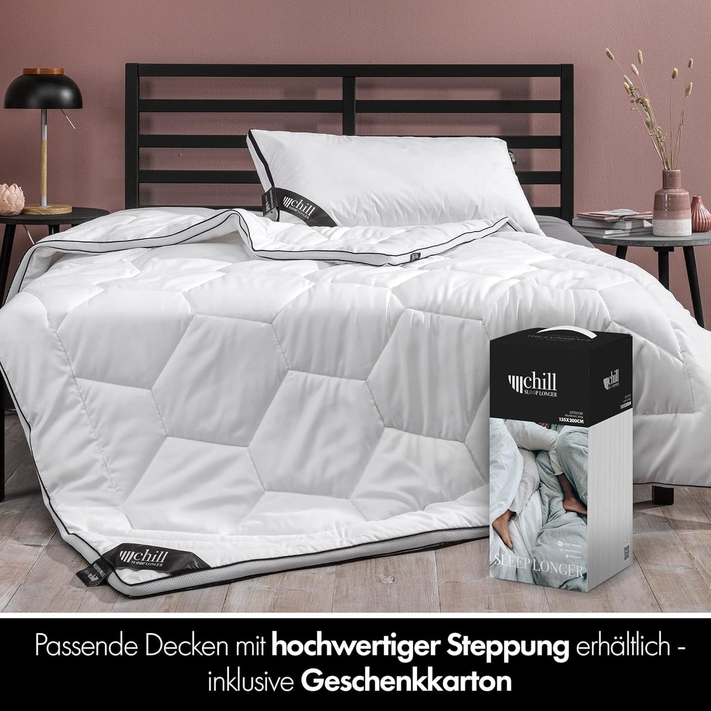 Pude 80X80 Cm - 2 i 1 design - pude i pude - stor åndbar og vaskbar sovepude og 100% vegansk - 2 puder 3 muligheder - pude med 600G & 1200G fyld Naty Shop standardpuder