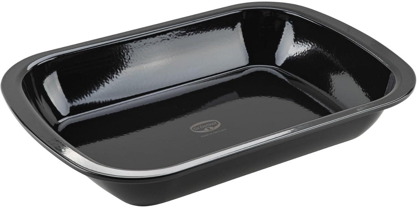 Dr. Oetker Back-Idee Kreativ Dessert- Und Auflaufform Aus Emaille, 39,5 X 28 X 6,5 Cm– Hitzebeständig Bis 400°C, Schnittfest, Kratzfest, Induktionsgeeignet, Schwarz Forme og bageplader Naty Shop 39 X 28 Cm