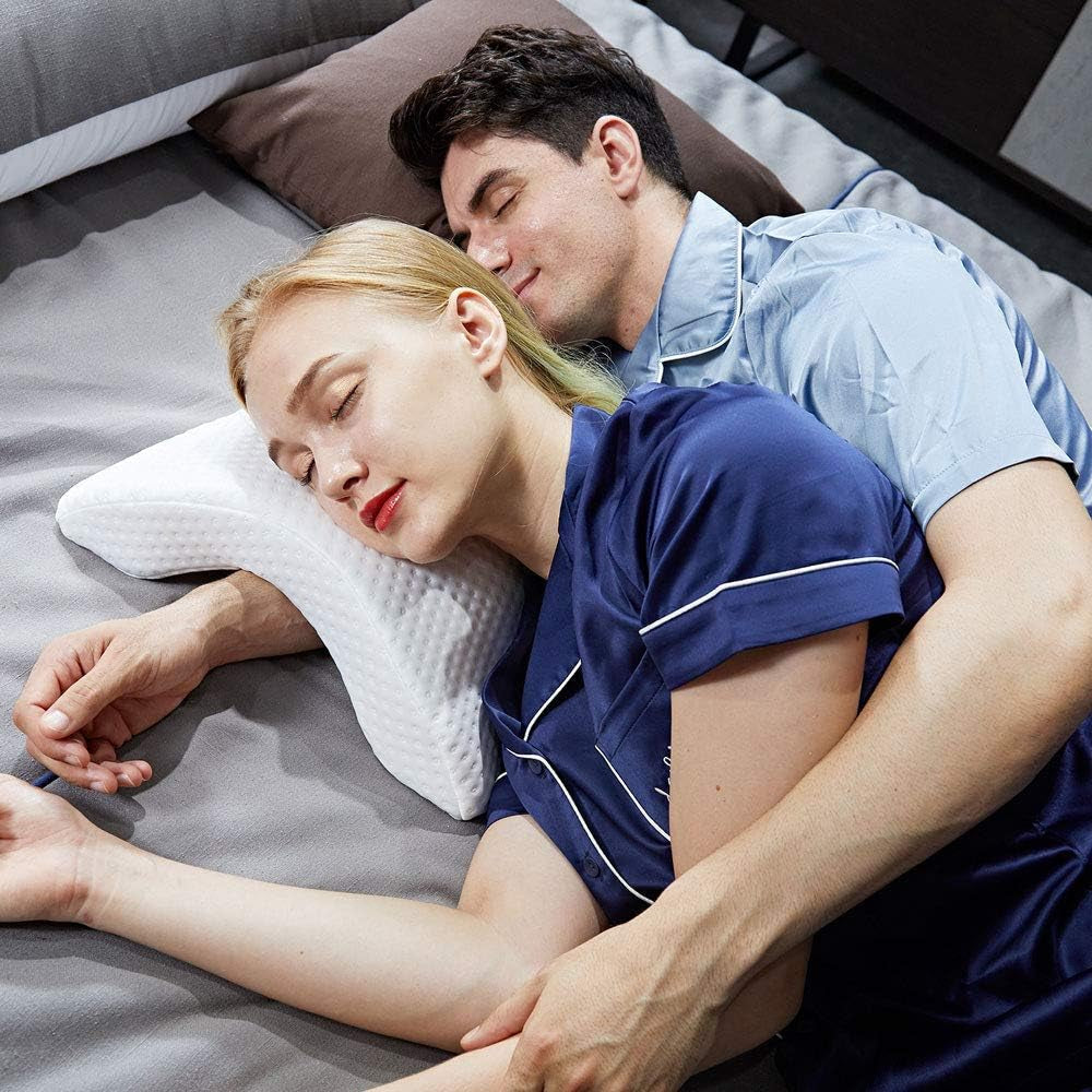 Couple Side Sleeping Pillow Relaxing Arm Curved Memory Foam Pillow U Shaped Neck Pillow Travel Pillow Zero Pressure Silk Ice Silk Pillow Slow Return For Couples Cervical Orthopedic Pillows Naty Shop