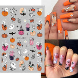 Nagelsticker Halloween, 8 Blätter Halloween Nagelsticker, Kürbis Nail Sticker, Nail Art, Nagel Charms, Nagel Zubehör, Nageldesign, Jul (Typ A)