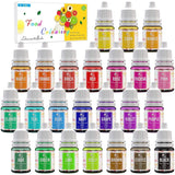 24 farver madfarve - flydende madfarve til bagning af kager, småkager, macarons, dekoration og madlavning - levende madfarve til airbrushing, fondant - 6 ml hver