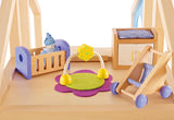 Hape babyværelse - trædukkeværelsessæt, babydukkemøbler, tilbehør til småbørn dukkehus, miniature babyværelse med gynge og tilbehør, 3 år gammelt rollespil