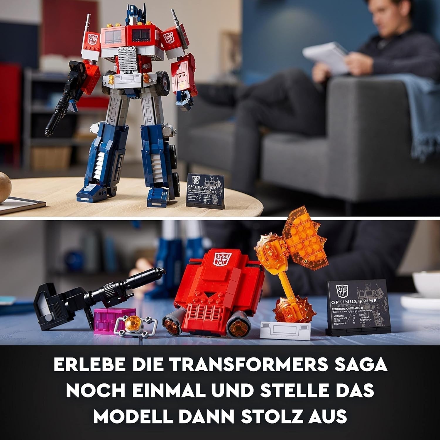 LEGO 10302 Ikoner Optimus Prime Sæt, 2-i-1 robotfigur- og modellastbil, Transformers Legetøjsmodelsæt til voksne, fødselsdags- eller julegave til mænd, kvinder, hende og ham byggesæt Besuche den LEGO-Store