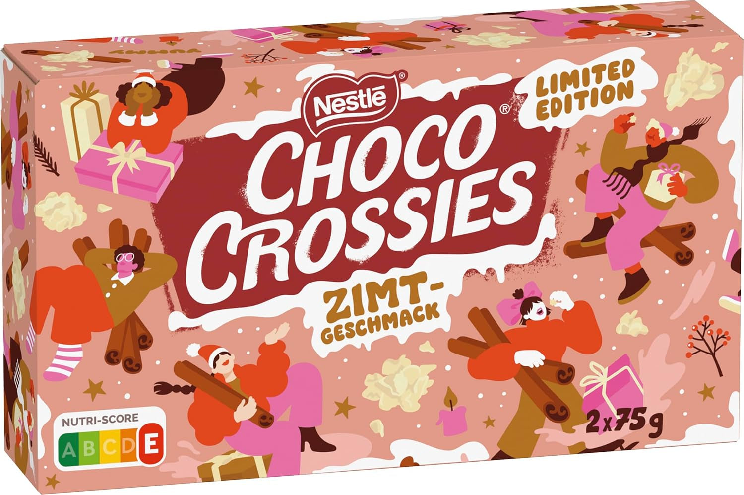 Nestlé lette knasende flager og knasende mandler dækket af en smeltet hvid glasur og kanelsmag fra Nestlé, pakke med 4 (2 x 75 g hver)