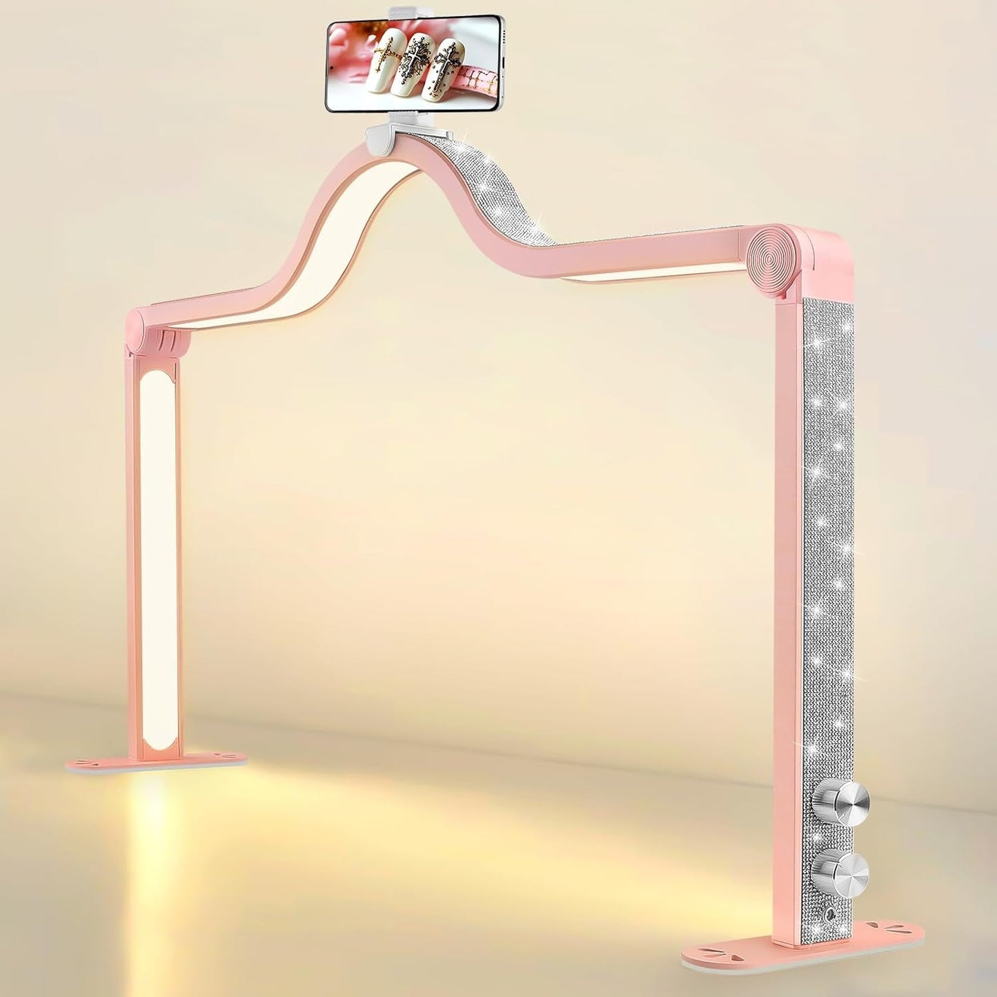 Kalolary Lampadaire, Lash Lumière Pour Extensions De Cils Regglable À 360°, 3000K-6000K Demi-Lune Lampe, Lamp De Beauté (Halvmånelampe)