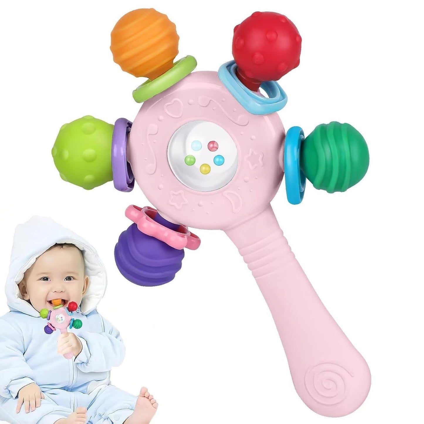 Babybidere i fødevarekvalitet - BPA-fri, kvælningsbestandig design, forstærket greb, velegnet til hørelse og tandudvikling, ideel til babyer 0-36 måneder (hvid)