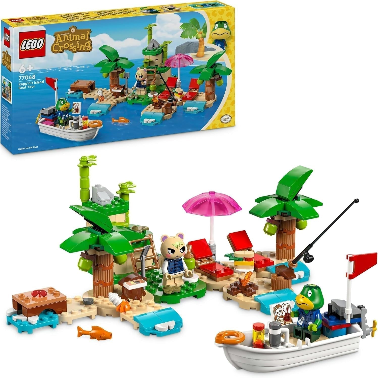 LEGO Animal Crossing Käptens Island Boat Tour, kreativt legetøj til børn med 2 minifigurer fra videospilserien inklusive Huschke, gave til piger og drenge fra 6 år 77048 Byggesæt Besuche den LEGO-Store Single