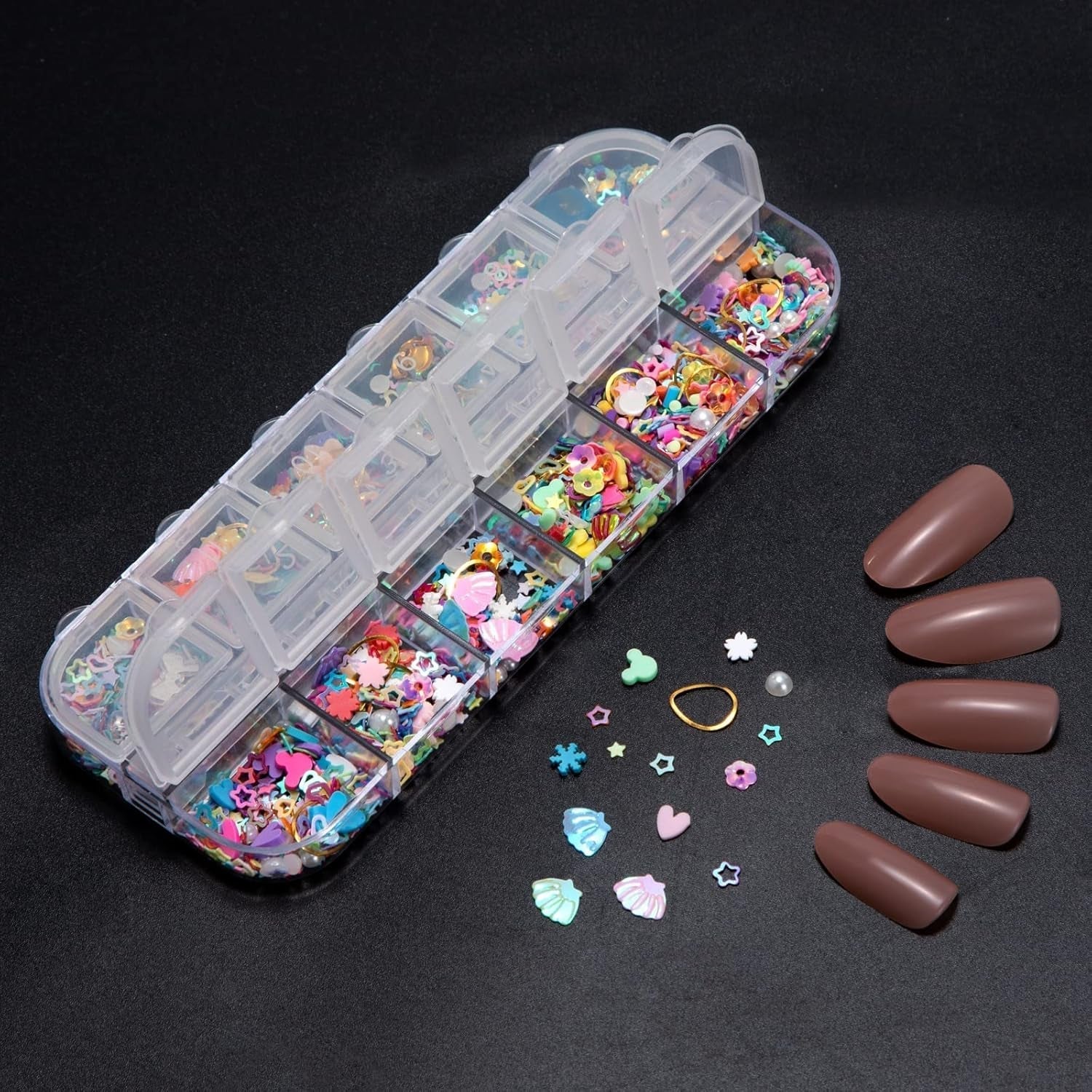 7 Boxen Strasssteine ​​​​Nägel, Nail Art Kit Strass Nagelglitzer Pailletter Nagel-Edelsteinen Kristalle Perlen Diamanten Metall Nieten Für DIY Dekoration Nageldesign (Multicolor)
