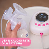 Chicco elektrisk brystpumpe med stimulerings- og ekstraktionsfaser, 10 intensitetsniveauer, behagelig og hurtig, ergonomisk form, med skrå patte og stram hætte, hvid, 150 ml Tilbehør Mad og amning Bebe Naty Shop