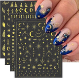 8 ark Guld Måne og Stjerner Nail Art Stickers Englevinger Tan Guld Nail Stickers Stjerner Negle Foils Selvklæbende negle Stickers Negle Design Tilbehør Negle Stickers
