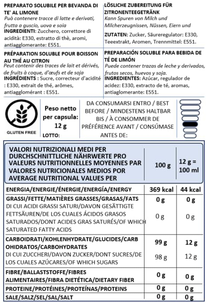 Caffè Vulcanus - 60 kapsler teblanding, smag: Engelsk te, ferskente, citronte og bærte - kapsler kompatible med Nescafe Dolce Gusto