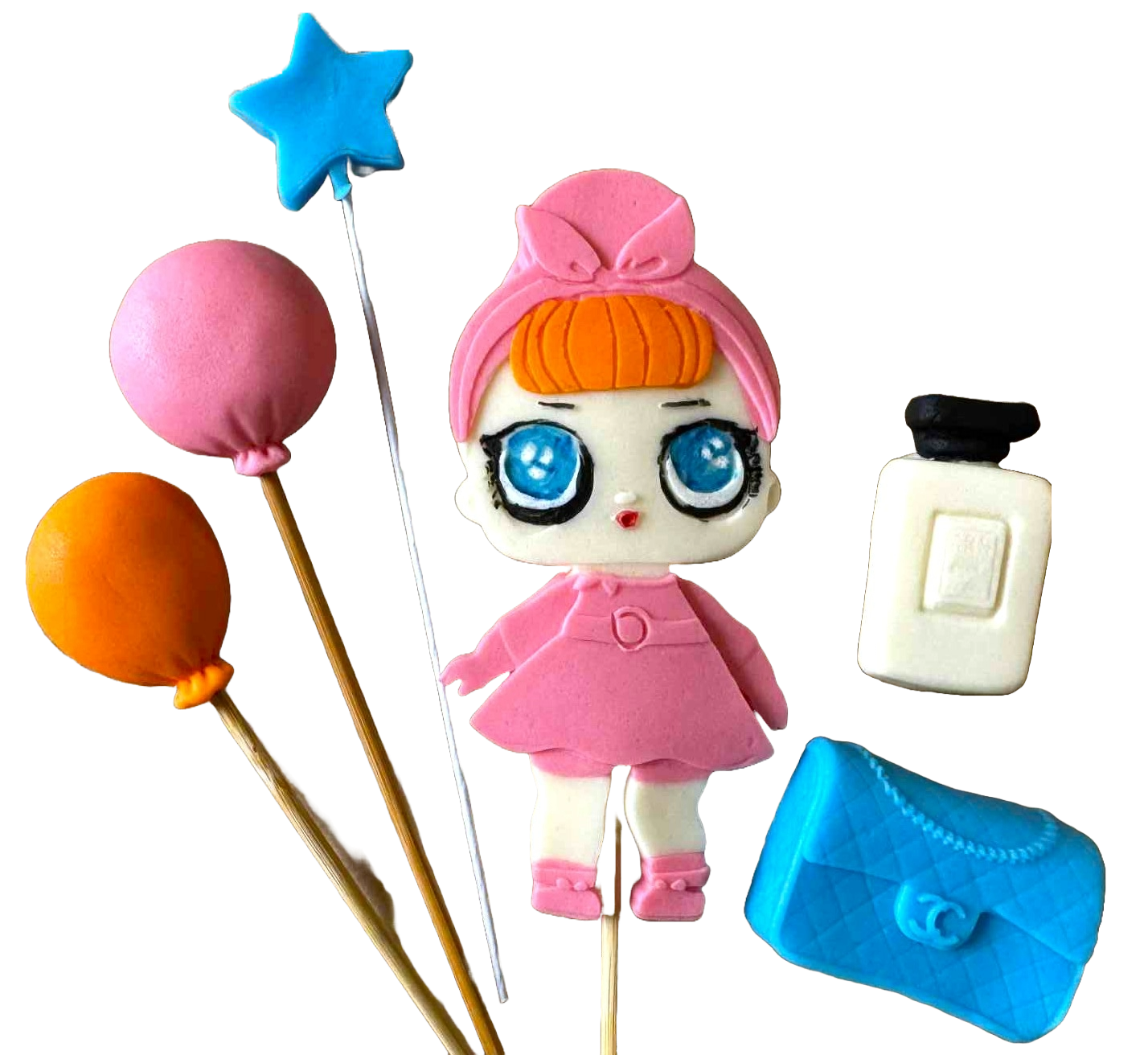 Sæt med spiselige dekorationer, LOL Dukkedekorationer fra Sugar Paste Nati Shop
