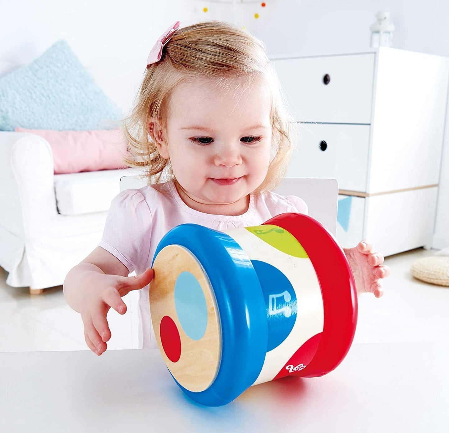 Hape Babytromme | Rullende musiklegetøj for de små til at lære rytme og forskellige lyde, batteridrevet, fra 6 måneder Baby Toys Naty Shop