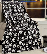 Elegant Comfort Letvægts Halloween-tematæppe, blødt, hyggeligt og plys, perfekt til at slappe af i denne uhyggelige sæson, 127 X 152,4 cm, Skull and Bones Senge og betræk Elegant Comfort Skull Bone 50 X 60