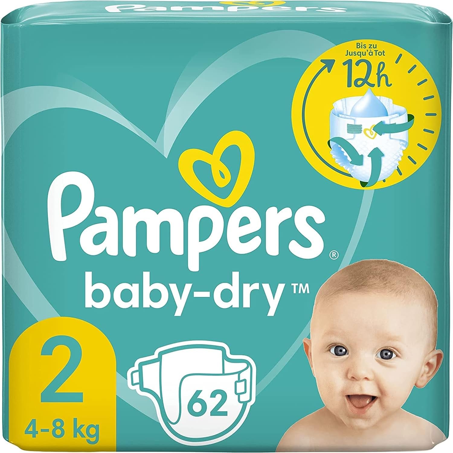 Pampers Baby-Dry bleer, str. 8, 43 bleer, fra 19 kg, Jumbo+ pakke