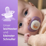 Philips AVENT Ultra Start natsut, ortodontisk sut til nyfødte, Glow in the Dark, BPA-fri, med steriliseringsbeholder, Twin Pack, Moon, Star, SCF075/07