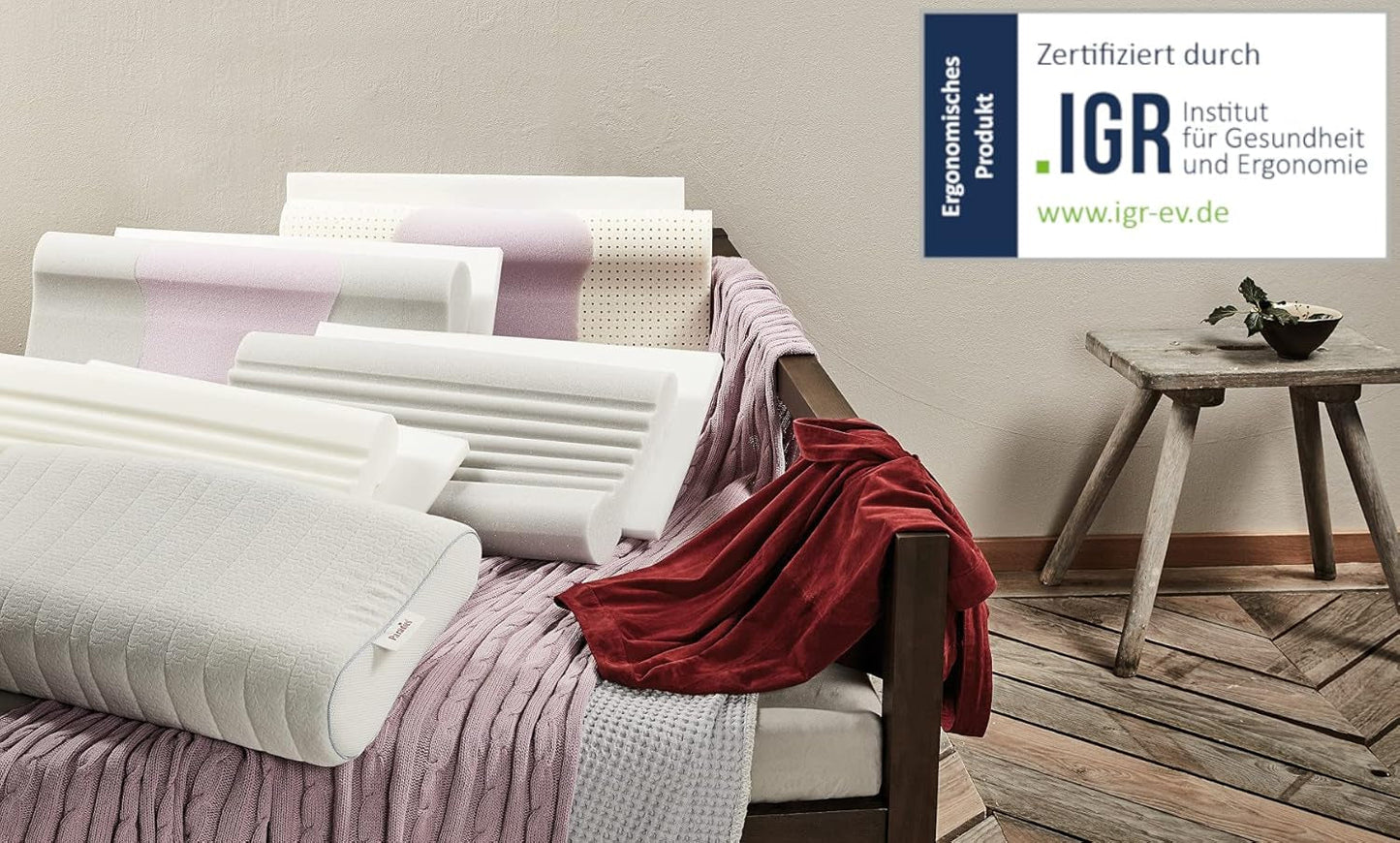 PARADIES Nakkepude 40X80 Cm - Revita Ergonomic - IGR Certificeret, Ergonomisk nakkestøttepude Højde: 10 Cm Cervikale ortopædiske puder Naty Shop
