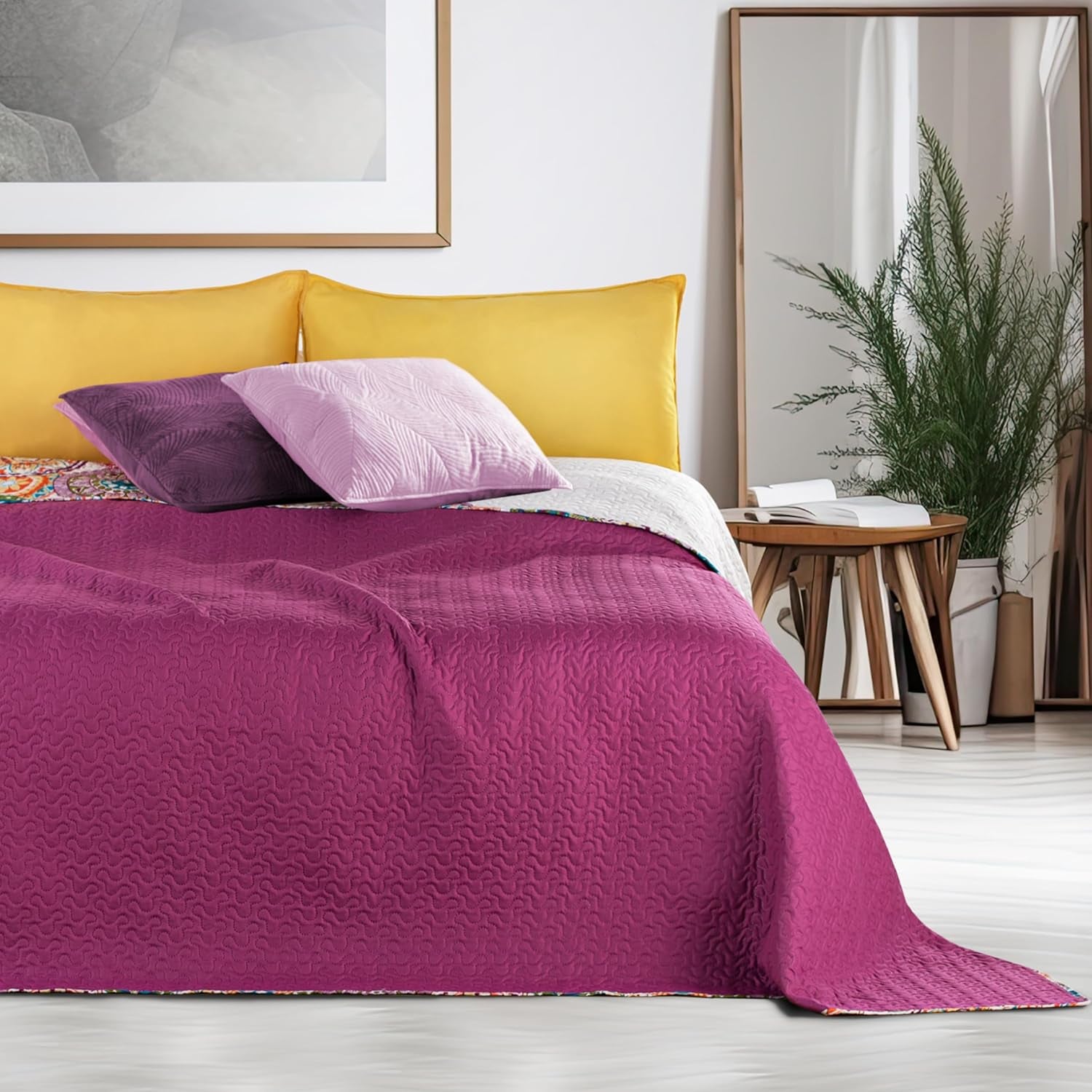 Decoking 12222 Sengetæppe 200X220 Cm Pink Violet Hvid Farvet Antracit Sengetæppe To Sider Farvet Pink Hvid Violet Quilting Bibi Senge og tæpper Besuche den DecoKing-Store