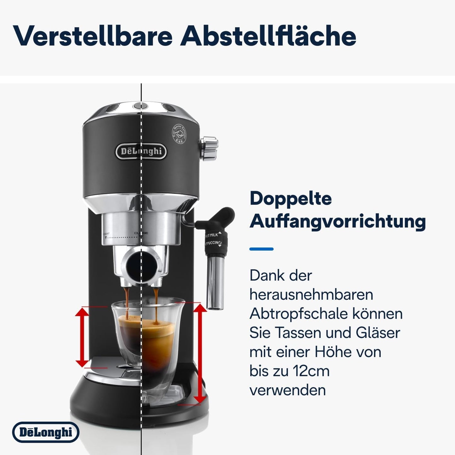 De'Longhi Dedica Style EC 685.B – Espressomaskine med portafilter, espressomaskine med professionel mælkeskummer, kun 15 cm bred, til malet kaffe eller ESE-kapsler, 1 l vandtank, sort