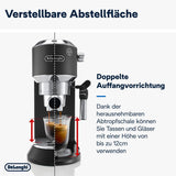 De'Longhi Dedica Style EC 685.B – Espressomaskine med portafilter, espressomaskine med professionel mælkeskummer, kun 15 cm bred, til malet kaffe eller ESE-kapsler, 1 l vandtank, sort