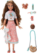 Vaiana dukke med tilbehør, 29 cm, 13 artikulationspunkter, officielt licenseret af Jakks Pacific. Komplet med kombinerbart tilbehør og en funklende Mickey ring!