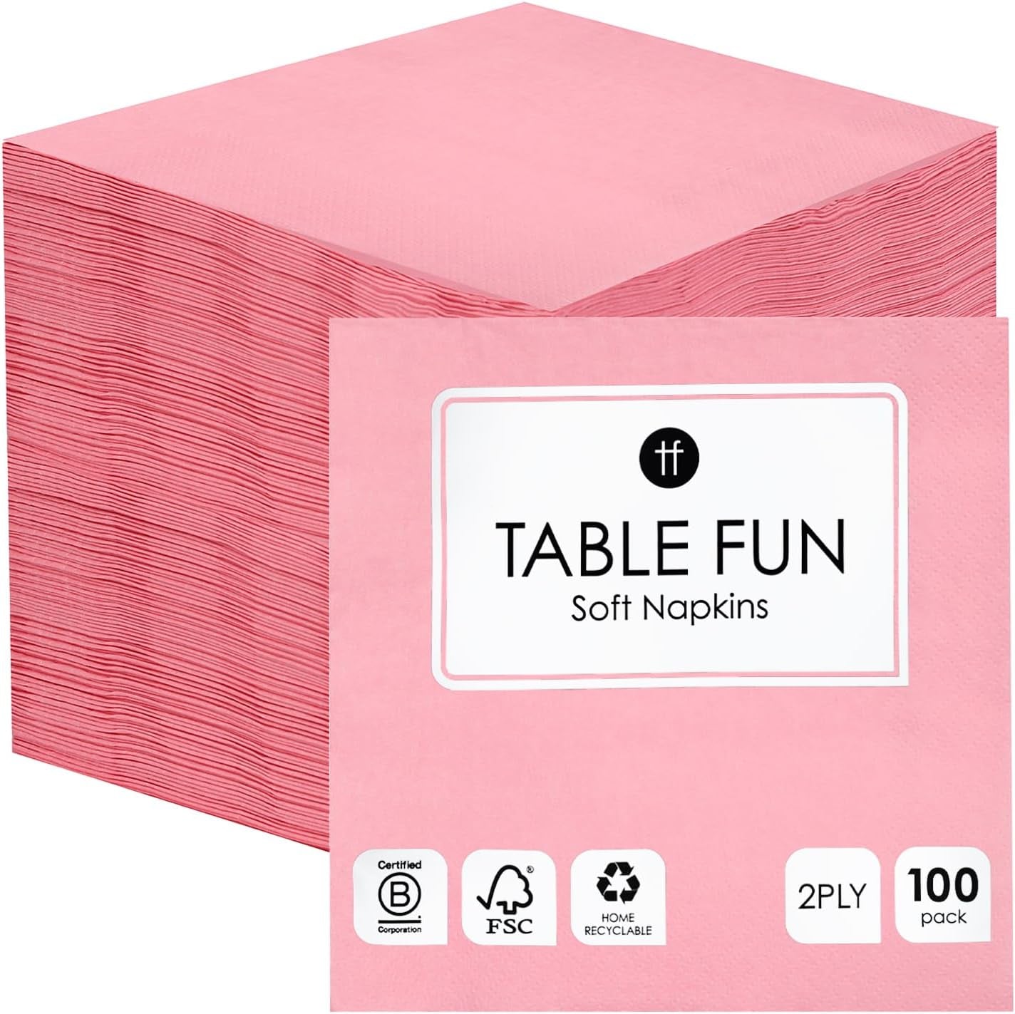 Table Kind 100 hvide bløde servietter i løs vægt, højkvalitetsservietter til fest, catering og daglig brug, FSC, bæredygtige og genanvendelige, fremstillet i EU | 2-lags | 33 cm