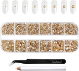Beadsland 2500 stk Glas Nailart Strasssteine ​​​​Kristall Flatback Edelsteine ​​​​Runde, ​​Für Handwerk Gemischt 8 Größen SS4 ~ SS30 Mit Picking Pinzette Und Stift (Kristall Weiss)