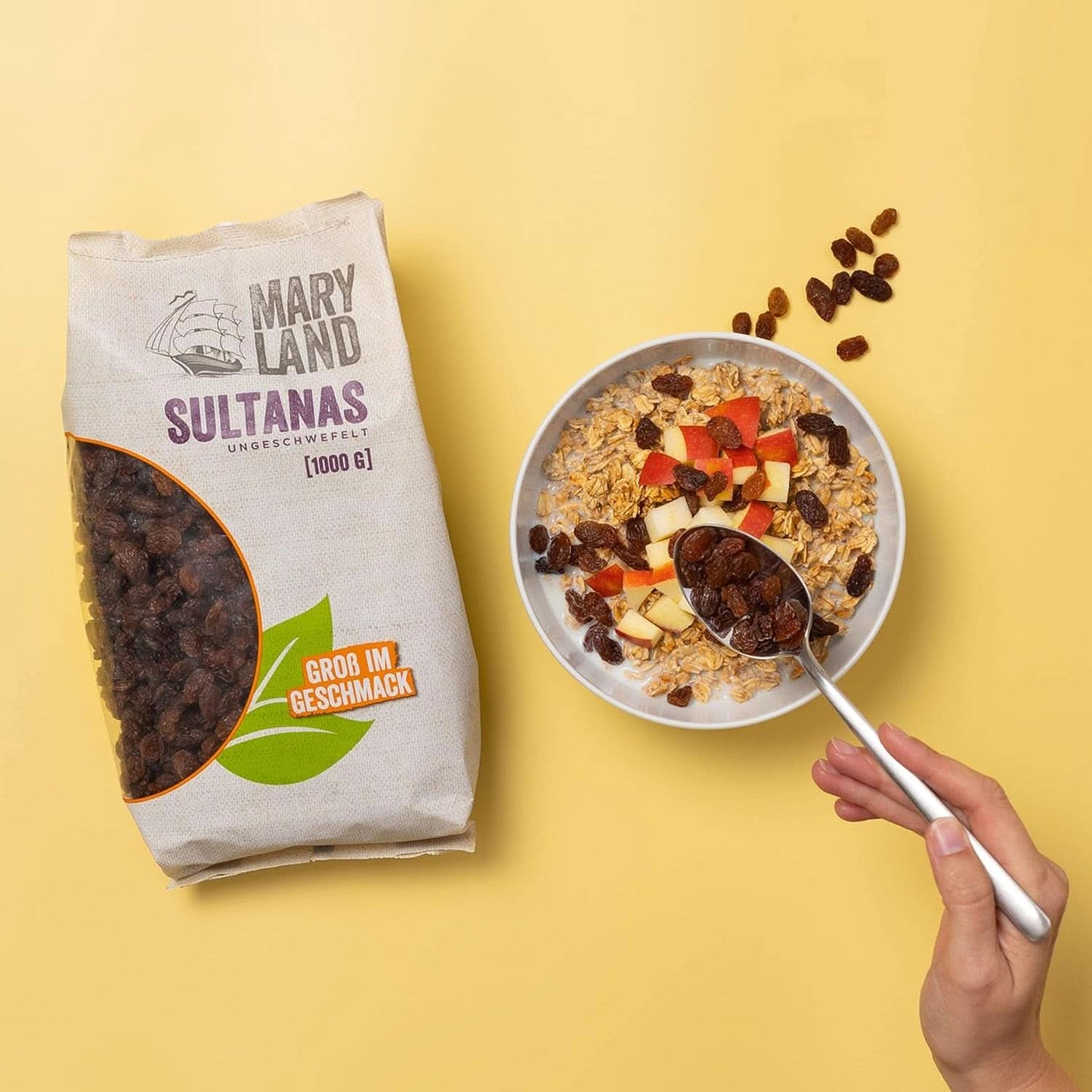 Maryland Sultanas, Tørrede rosiner, naturligt søde, uden tilsat sukker - ingen konserveringsmidler, 1 Kg Dehydrerede produkter Naty Shop
