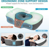 Elviros Memory Foam Ortopædisk pude Nakkesmertepude Sovepude Ergonomisk nakkepude Nakkestøttepude Anti-snorkepude til sidesover Mavesover Hvide cervikale ortopædiske puder Naty Shop