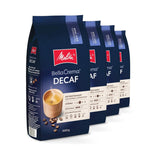 Melitta BellaCrema koffeinfri kaffebønner 4 x 1 kg uformede kaffebønner til fuldautomatiske kaffemaskiner Koffeinfri lysristet tysk ristning 3 styrke
