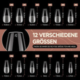 Ballerina Gel Neglespidser 216 stk. 12 Størrelser Soft Gel Negle Tips Full Cover Negle Extension Sæt Semi Matt DIY Home Art