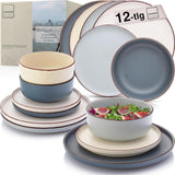 SÄNGER Bombay Moonlight | 12 dele keramisk spisestel til 4, 4 middagstallerkener, 4 desserttallerkener, 4 skåle, assorterede farver | VÆRDIINDSAMLING