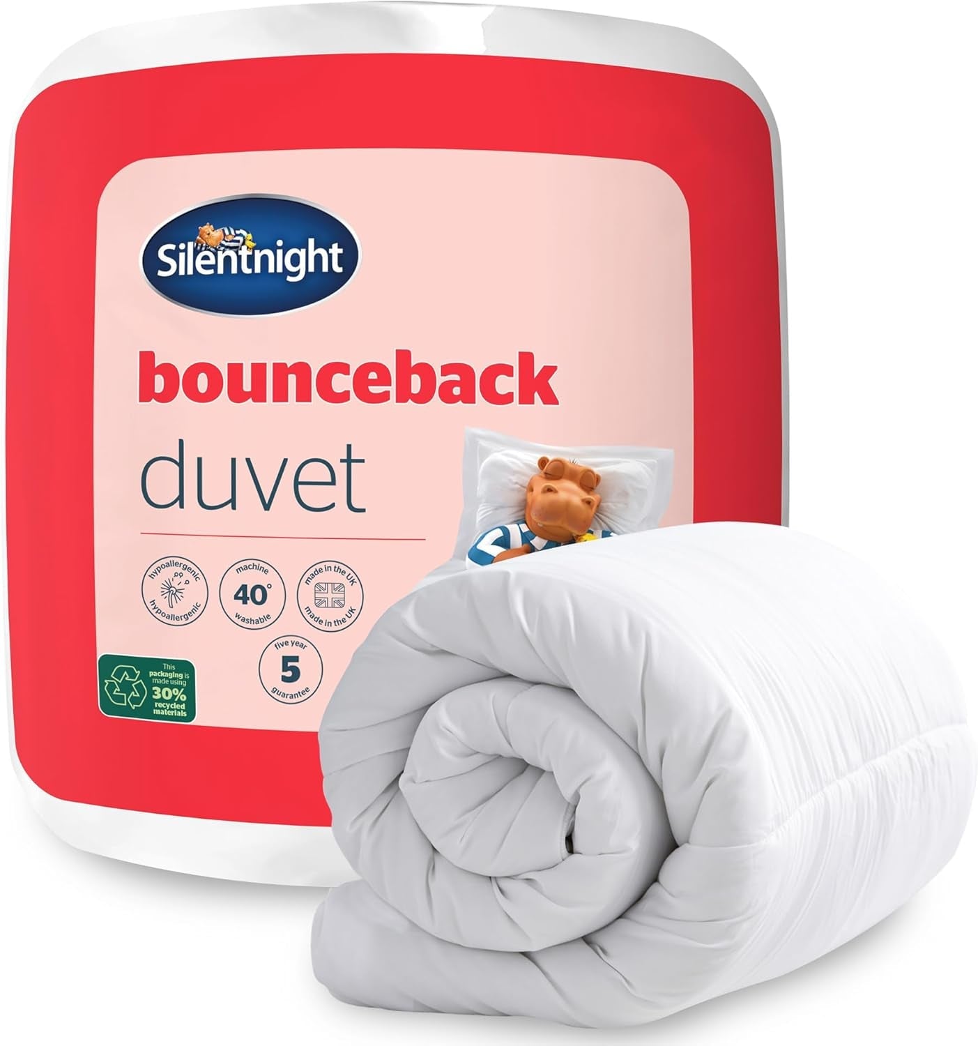 Silentnight Bounceback-dyne, 13,5 Tog, King Size, Bomuldsblanding, Hvid, King Size dyner og dyner Naty Shop Enkeltseng King Size 13,5 Tog