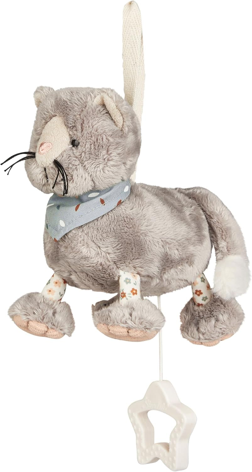 Sterntaler S cat Lilly spilledåse - baby spilledåse lavet af blødt stof - plys legetøj for børn at binde - sovehjælp har en beroligende effekt derhjemme og på farten, grå Legetøj Bebe Naty Shop Standardtitel