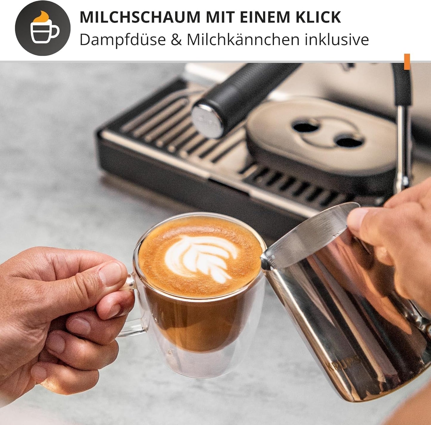 Krups Precision manuel espressomaskine med portafilter og kværn, barista kaffemaskine med intuitivt kontrolpanel, præ-infusionsindstillinger, espressomaskine med dampmundstykke, hurtig opvarmning, XP801T10