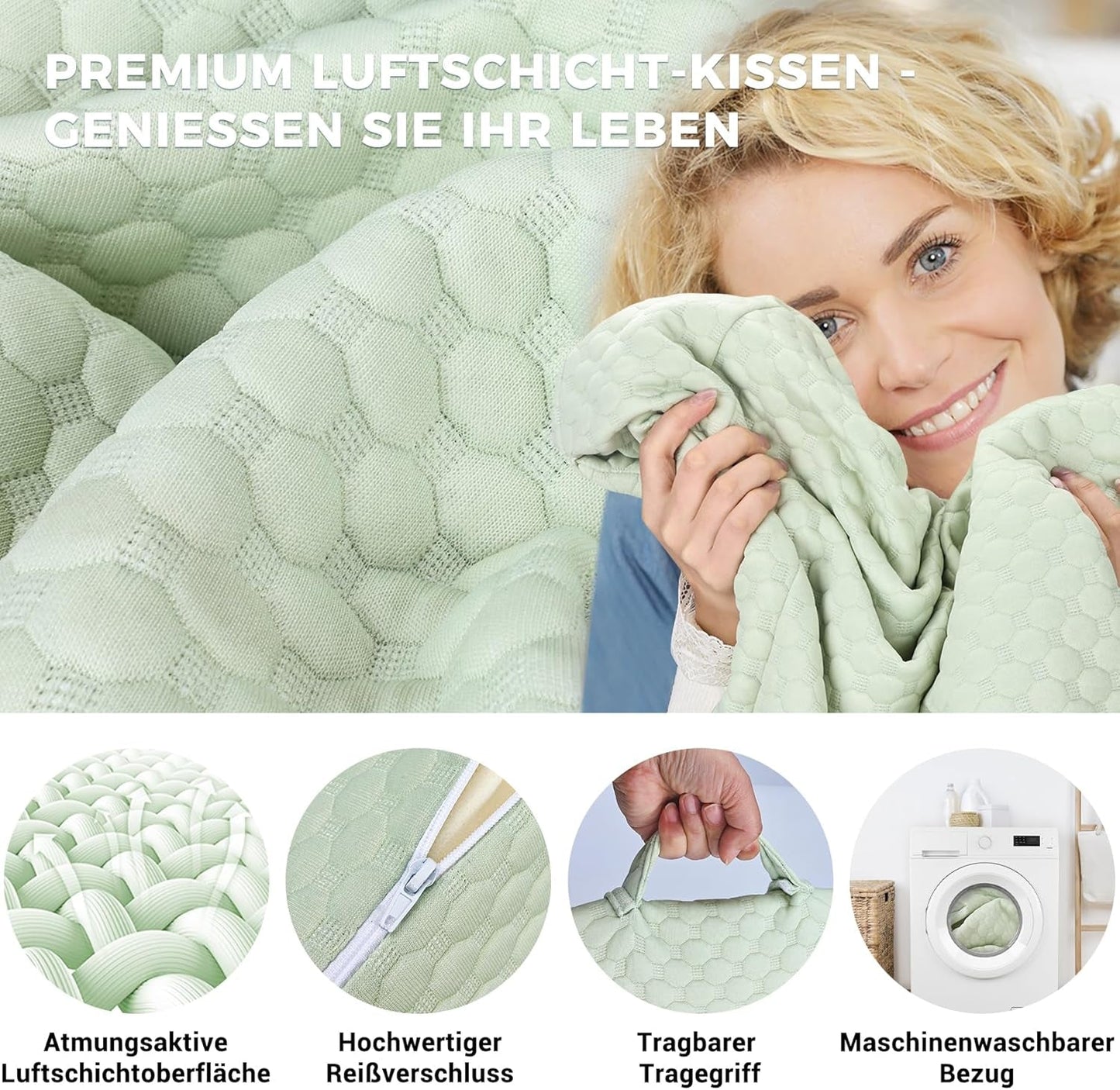 BØRN Justerbar kilepude, skumlæsepude med høj densitet til seng og sofa, ergonomisk seng med kilehovedpude til søvnrefluksapnø, benpude/rygpude til leg og læsning (grøn)