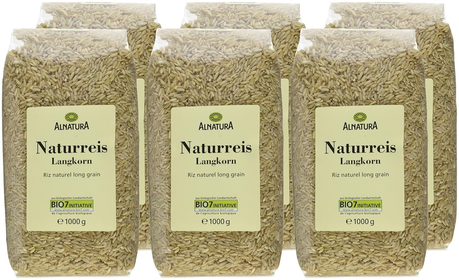 Økologisk langkornet brun ris pakke med 6 (6 x 1 kg)