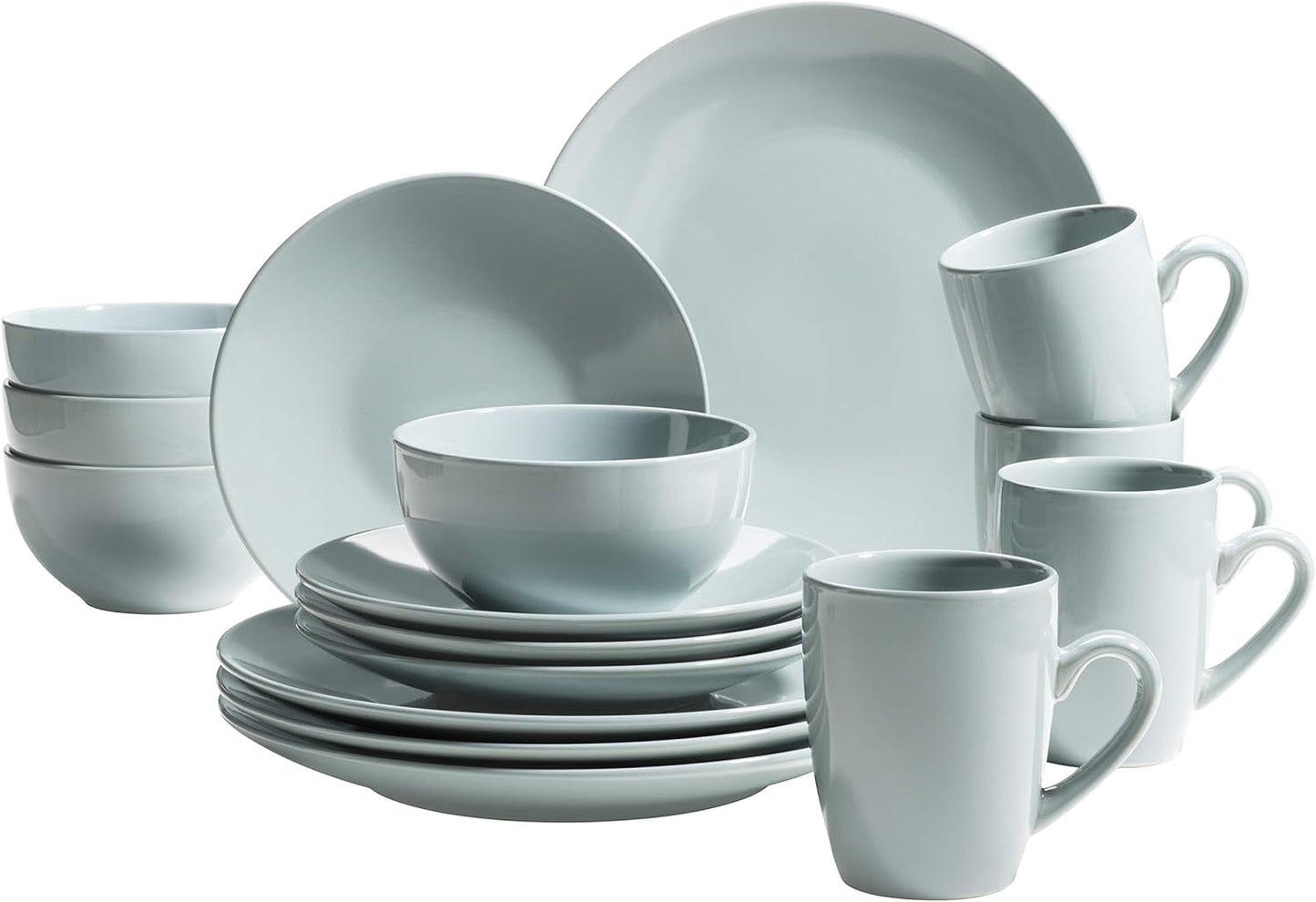 MÄSER Pastel Selection, Modernes Geschirr Set for 4 Personen, 16-teiliges Kombiservice aus Keramik, Steinzeug, Türkis-Grün