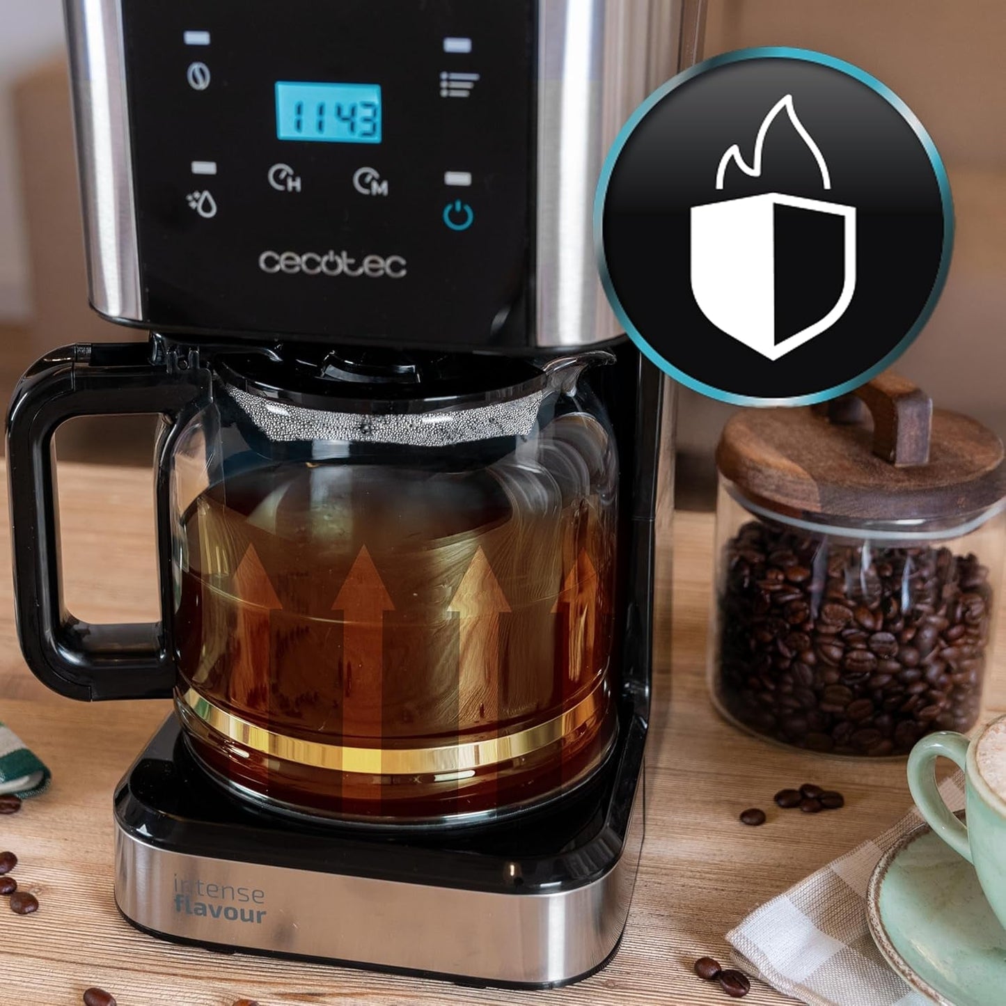 Espresso med filter Cecotec Coffee 66 Drop and Touch, effekt 950 W, 1,5 L, 12 kopper, touchskærm, glaskaraffel, 24-timers timer, 6 kontakter, genanvendeligt mesh-filter
