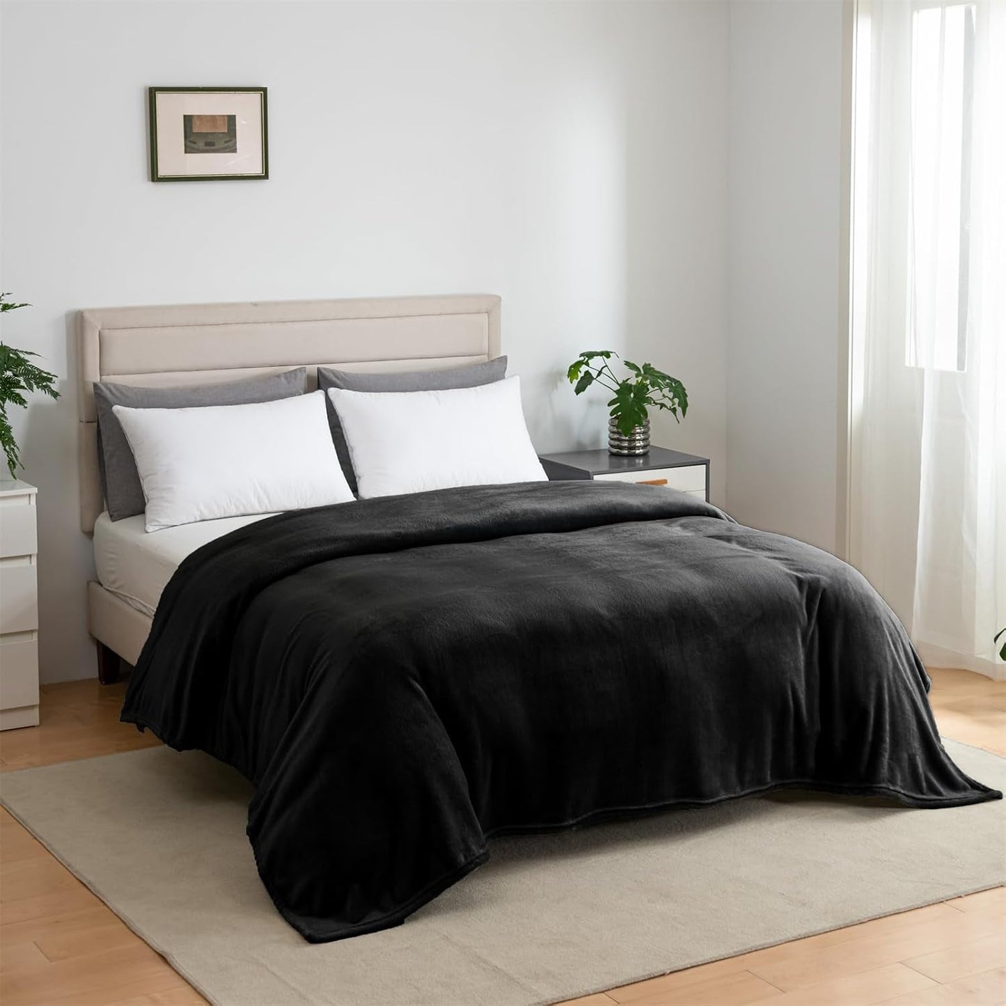 Good Nite Hyggeligt Tæppe Fluffy Blanket Sengetæppe Sofatæppe XL Living Blanket Fleece Tæppe 150X200Cm Sort Blødt Varmt Tæppe Fluffy Blanket Senge og tæpper Good Nite