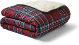 Night Lark Hyggeligt Sherpa Fleece tæppe, Klassisk Rød Tartan, 9 Tog, Luksuriøs, Fluffy, Tykk Og Vendbar, Perfekt Til Sofa, Seng, Sofa, Sofa. Hypoallergen, kan maskinvaskes, Størrelse: Night Lark Senge og dyner