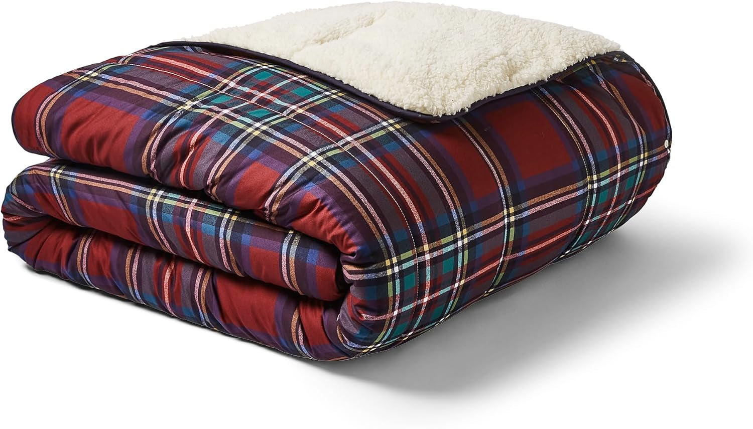 Night Lark Hyggeligt Sherpa Fleece tæppe, Klassisk Rød Tartan, 9 Tog, Luksuriøs, Fluffy, Tykk Og Vendbar, Perfekt Til Sofa, Seng, Sofa, Sofa. Hypoallergen, kan maskinvaskes, Størrelse: Night Lark Senge og dyner