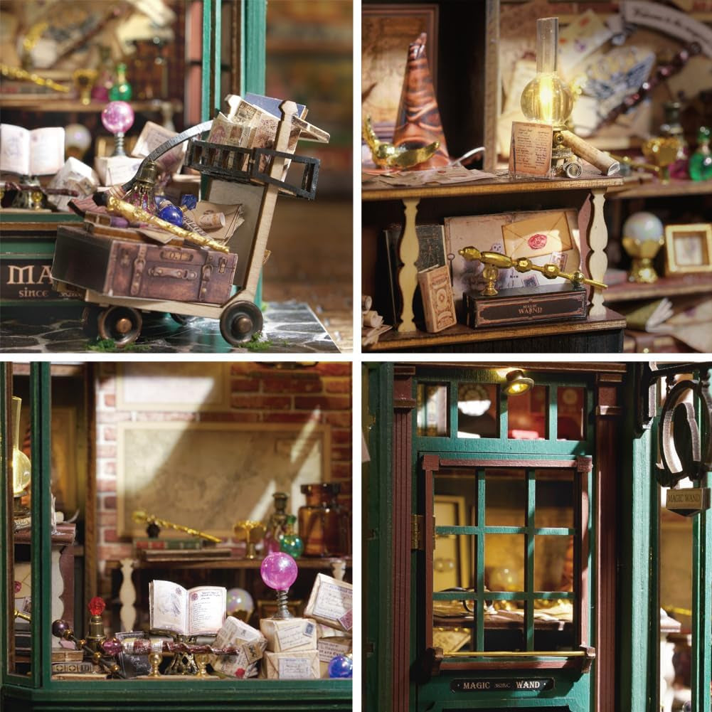 Magic Shop dukkehus med støvdæksel DIY Miniature dukkehus møbelsæt 1:24 Kreativ gave til børn Teenagere Fødselsdagsgave