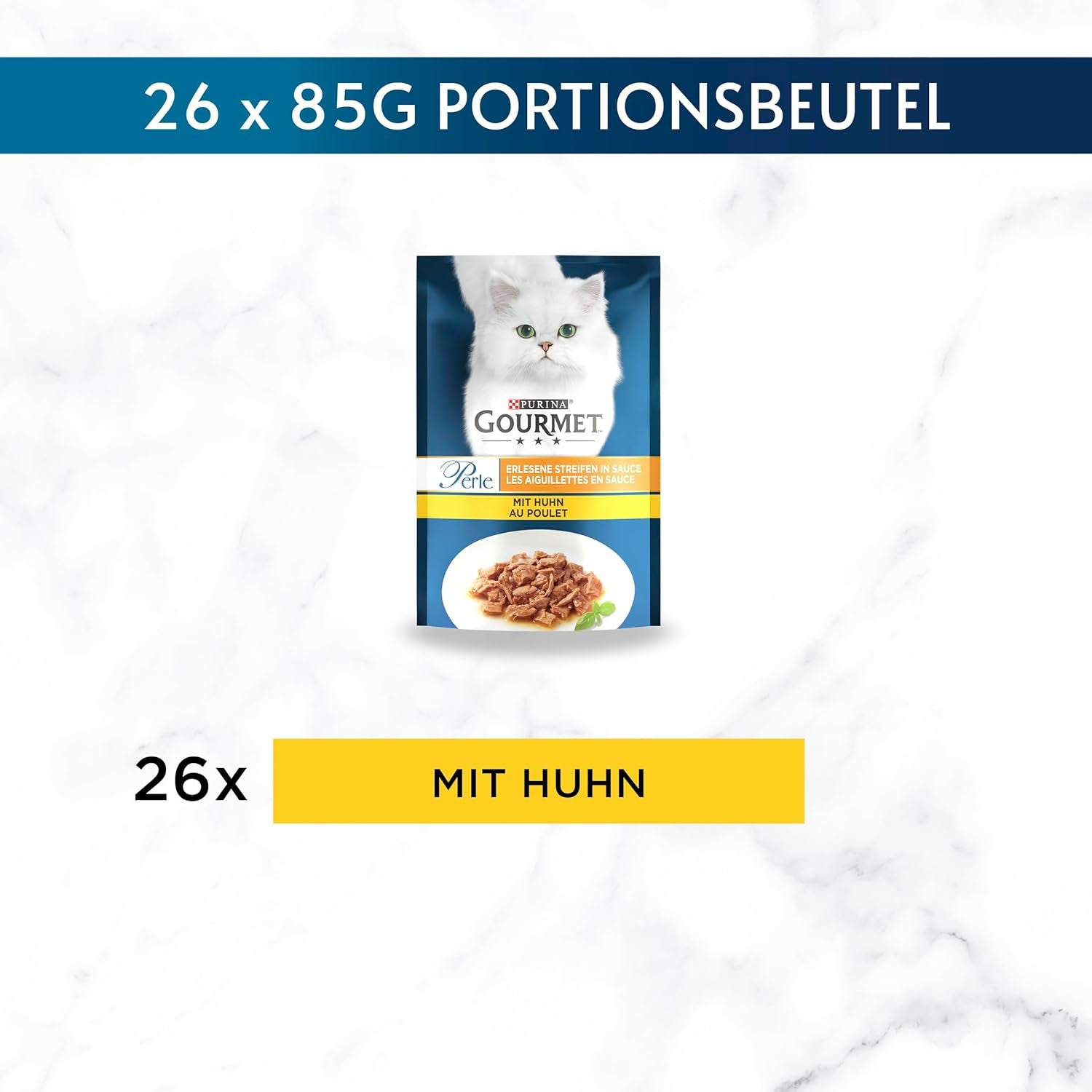 Gourmet Perle Select Strips våd kattefoder med kylling, pakke med 26 (26 x 85 g)