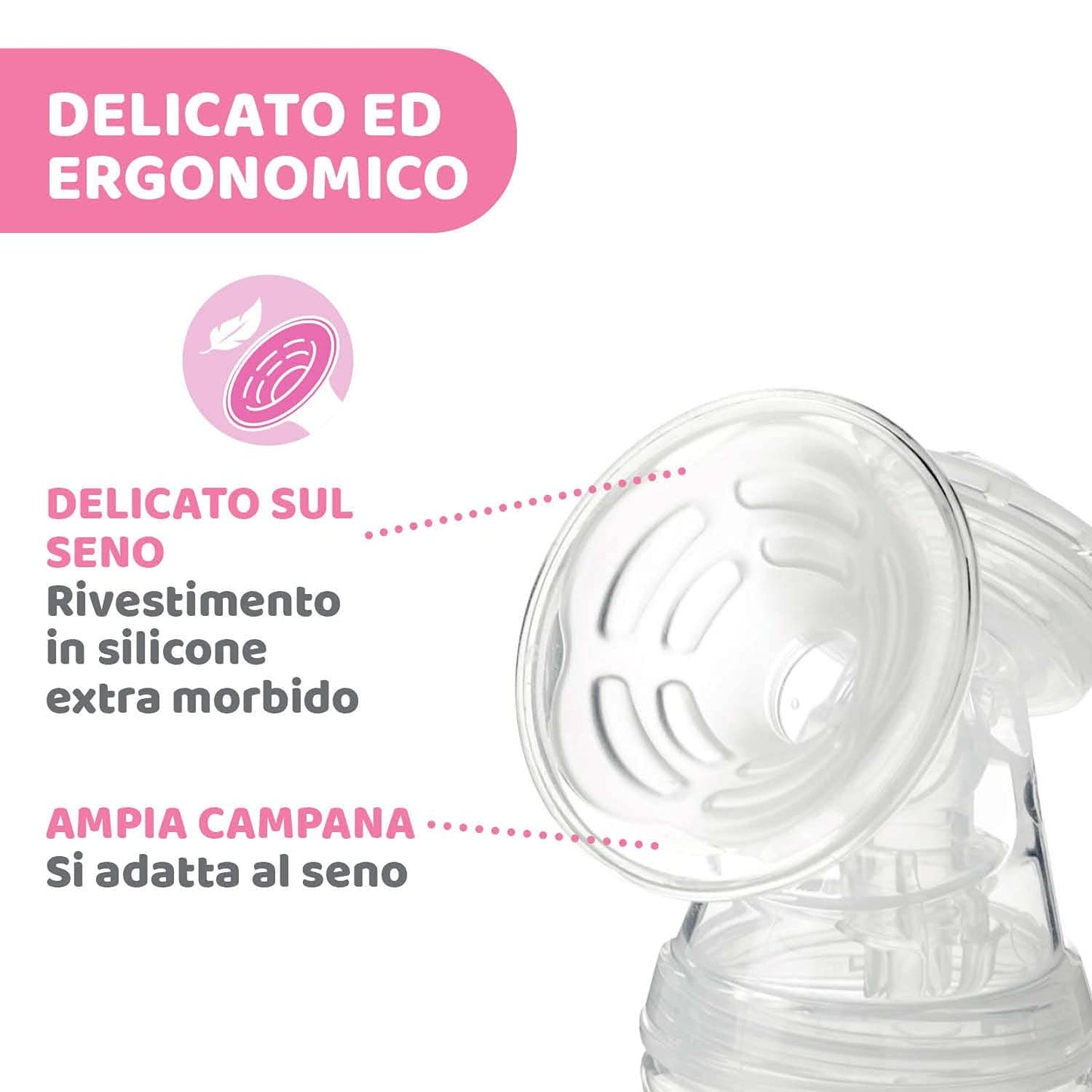 Chicco elektrisk brystpumpe med stimulerings- og ekstraktionsfaser, 10 intensitetsniveauer, behagelig og hurtig, ergonomisk form, med skrå patte og stram hætte, hvid, 150 ml Tilbehør Mad og amning Bebe Naty Shop
